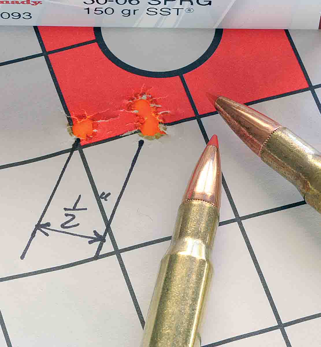 Hornady 150-grain Superformance SST ammunition produced this 100-yard group.